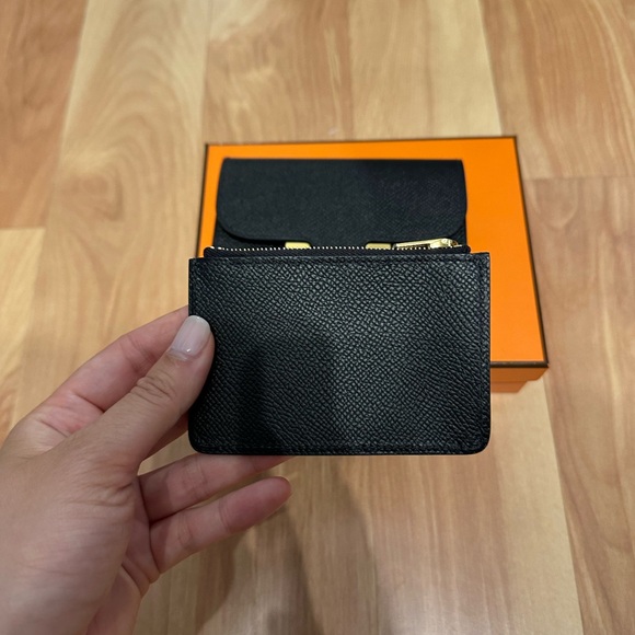 Constance Slim Wallet in Black with Gold Hardware - Picture 4 of 5